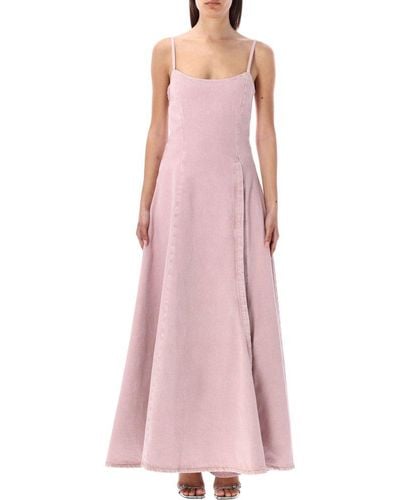 Y. Project Flraed Sleeveless Denim Dress - Pink