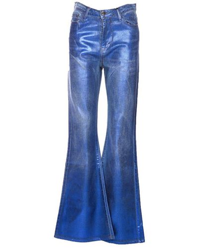 Madison Maison Metalized Effect Flared-leg Jeans - Blue