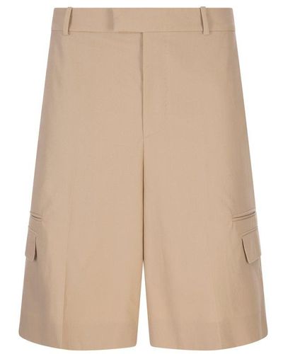 Alexander McQueen Double Pocket Tailored Shorts In Pale Beige - Natural