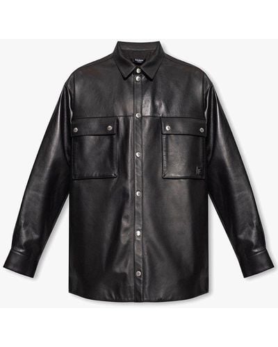 Balmain Leather Shirt - Black