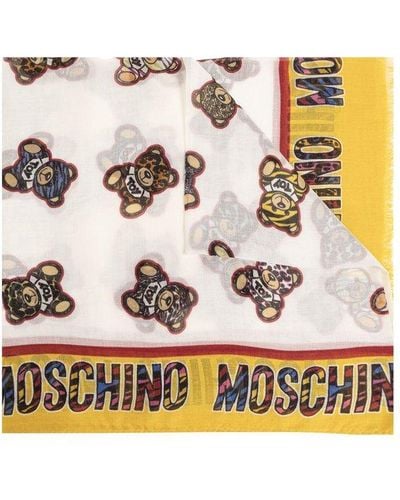 Moschino Scarf With Teddy Bear Motif, - White