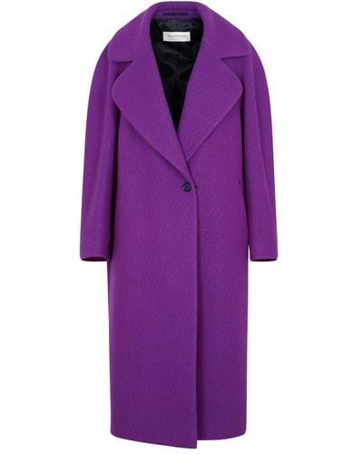 Dries Van Noten Wool Coat - Purple