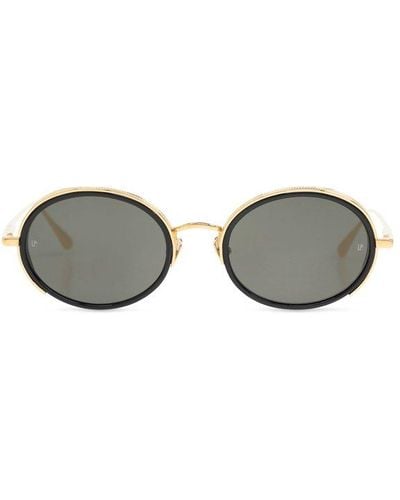 Linda Farrow Finn Round Frame Sunglasses - Metallic