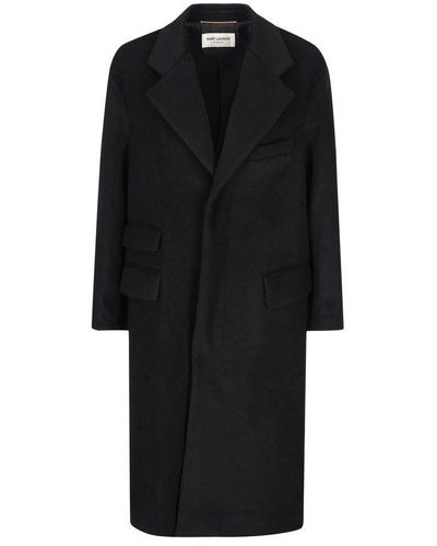 Saint Laurent Single-breasted Mid-length Coat - Black
