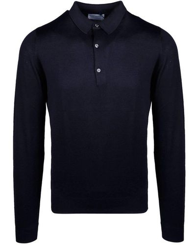 John Smedley Bradwell Long-sleeve Polo Shirt - Blue
