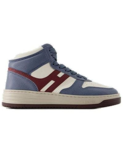 Hogan H630 Perforated Detail High Top Trainers - Blue