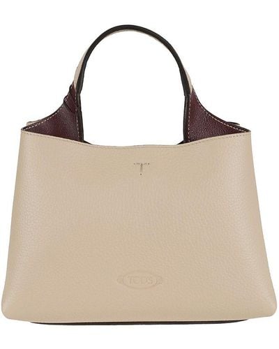 Tod's Logo-pendant Top Handle Bag - Natural