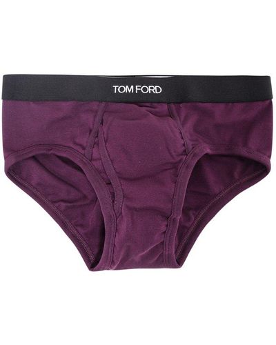 Tom Ford Logo Embroidered Briefs - Purple