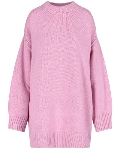Sa Su Phi Crewneck Long-sleeved Sweater - Pink