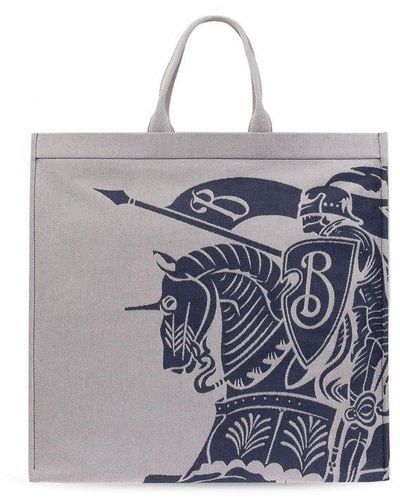 Burberry Embroidered Shopper Bag, - Blue