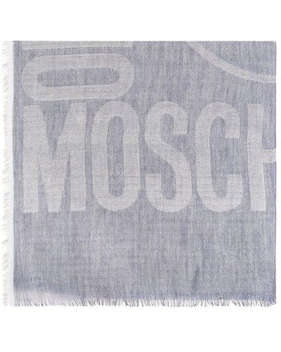 Moschino Logo Jacquard Lurex Scarf - Gray
