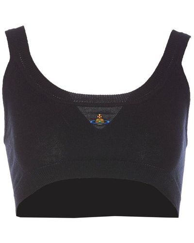 Vivienne Westwood Orb Embroidered Knit Cropped Top - Black