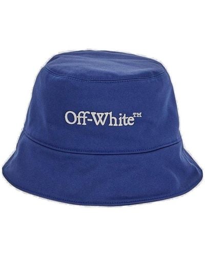 Off-White c/o Virgil Abloh Logo Embroidered Bucket Hat - Blue