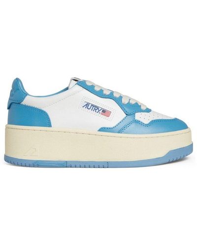 Autry Medalist Logo Embroidered Platform Trainers - Blue