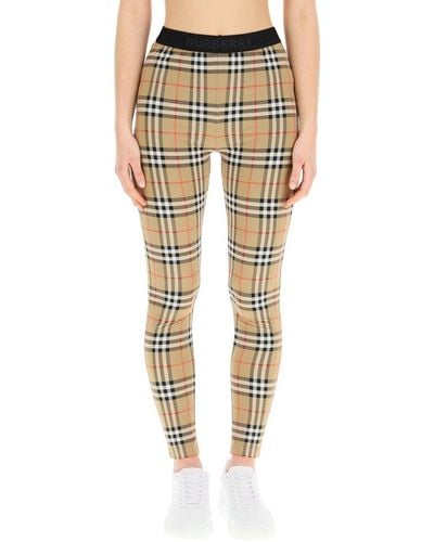 Burberry Vintage Checked Skinny Cut Leggings - Natural