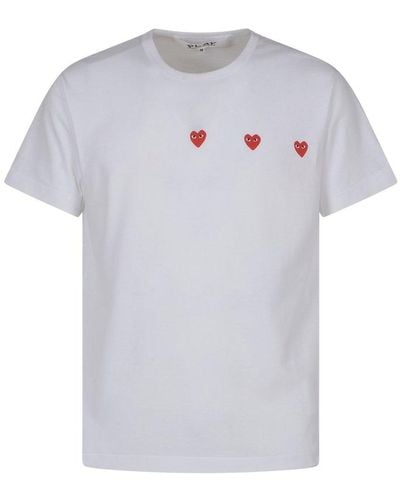 COMME DES GARÇONS PLAY Heart Embroidered Crewneck T-shirt - White
