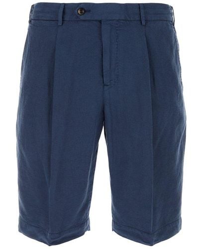 PT Torino Pleat Bermuda Shorts - Blue