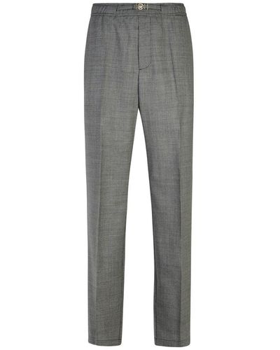 Versace Houndstooth-pattern High-waist Pants - Grey
