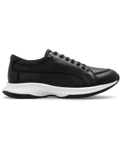Giorgio Armani Almond Toe Low-top Sneakers - Black