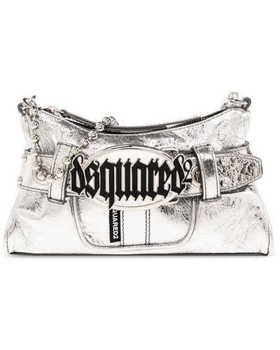 DSquared² Gothic Logo-plaque Zipped Clutch Bag - White
