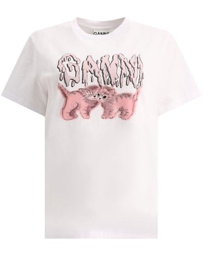 Ganni Relaxed Cats T-shirt - Pink