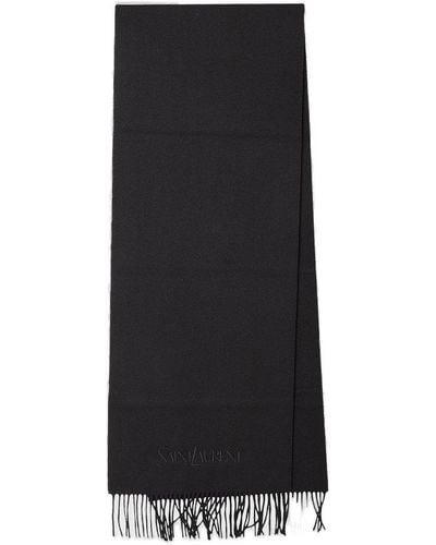 Saint Laurent Embroidered Canvas Scarf - Black