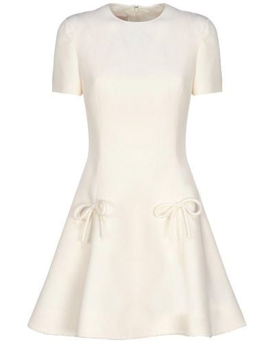 Valentino Bow-detail Pleated Mini Dress - Natural