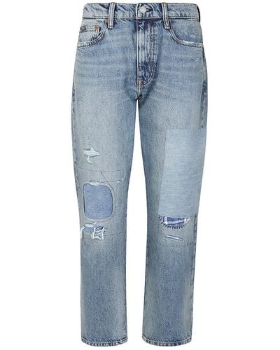 Polo Ralph Lauren Patchwork High-waist Distressed Jeans - Blue