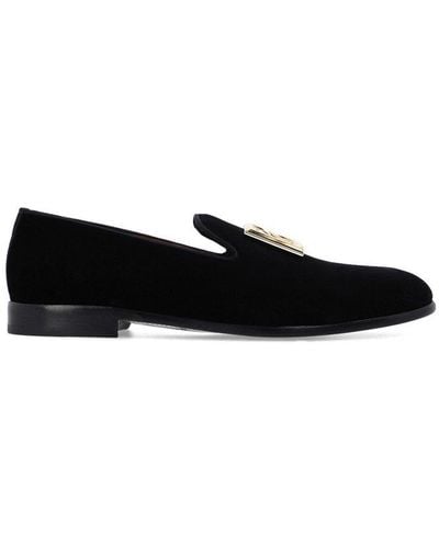 Dolce & Gabbana Dg Logo Plaque Slip-on Loafers - Black