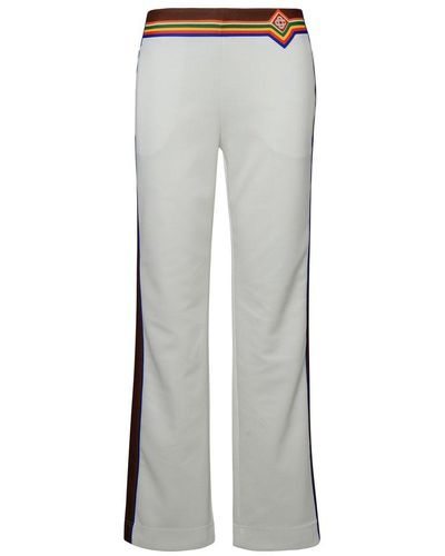 Casablancabrand Logo Embroidered Mid-rise Track Trousers - Grey