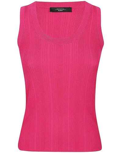 Weekend by Maxmara Slim-fit Ribbed-knit Sleeveless Top - Pink