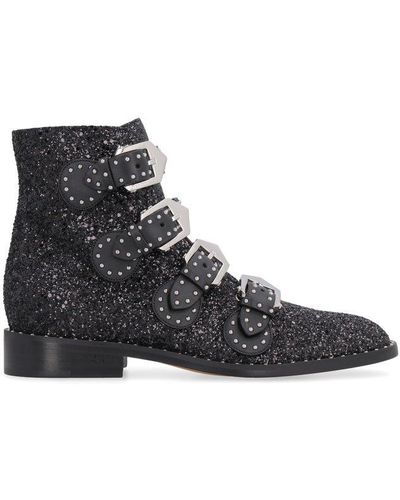Givenchy Logo Detailed Glitter Ankle Boots - Black