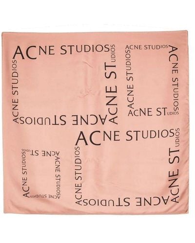 Acne Studios Logo Printed Scarf - Pink