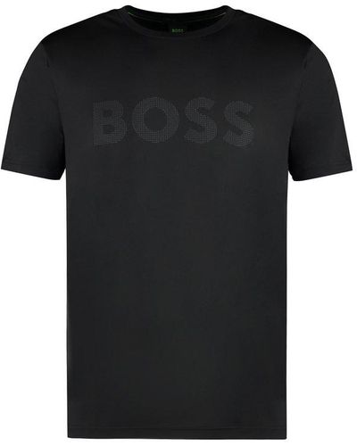 BOSS Reflective-logo Performance Stretch T-shirt - Black