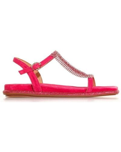 Alma En Pena. Embellished Strappy Flat Sandals - Pink