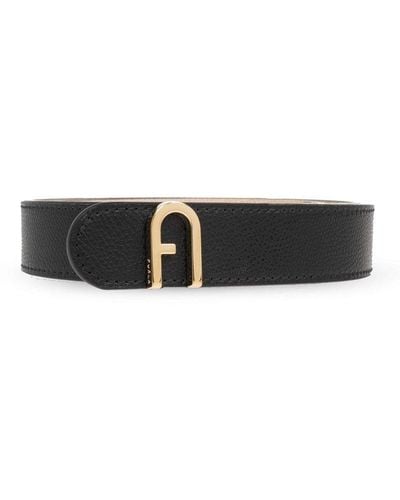 Furla Leather Belt, - Black