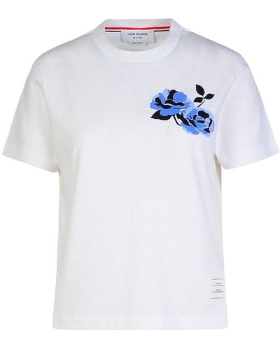 Thom Browne Rose Printed Crewneck T-shirt - White