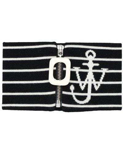 JW Anderson Striped Zipped Neckband - Black