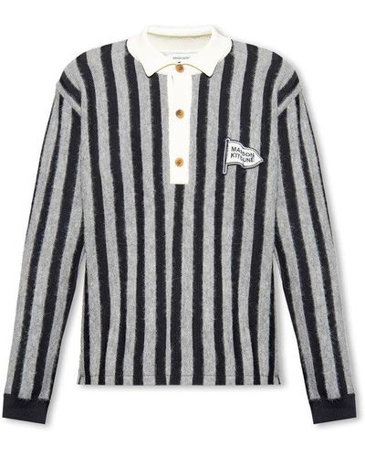 Maison Kitsuné Striped Polo Shirt - Black