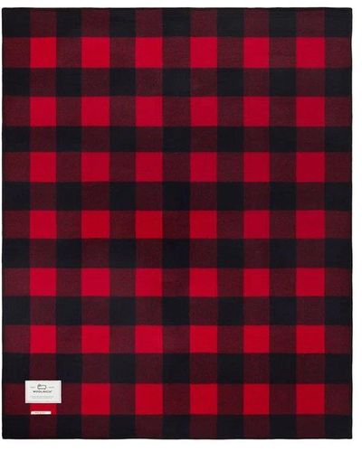 Woolrich Checked Knit Scarf - Red