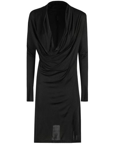 Helmut Lang Cowl-neck Long Sleeved Dress - Black