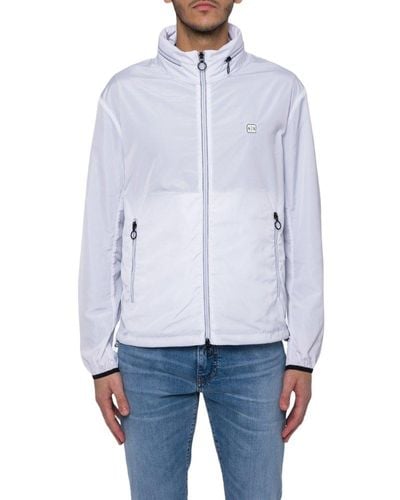 Armani Exchange Logo Patch Zipped Jacket - White