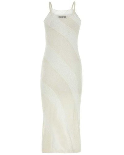 GIMAGUAS Fuzzy Two-toned Sleeveless Dress - White