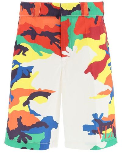 Valentino Camou7 Print Nylon Shorts - Multicolor