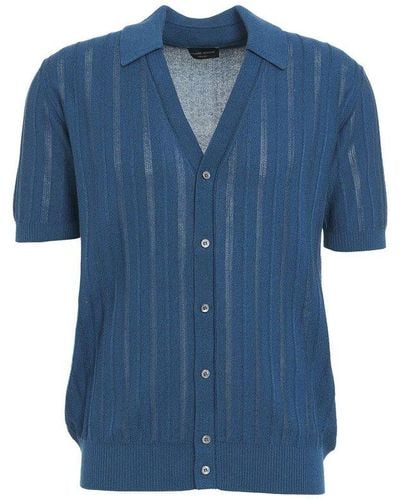 Roberto Collina Short-sleeve Knit Cardigan - Blue