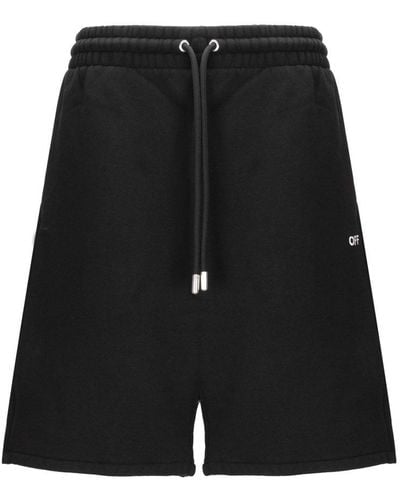 Off-White c/o Virgil Abloh Logo Embroidered Drawstring Shorts - Black
