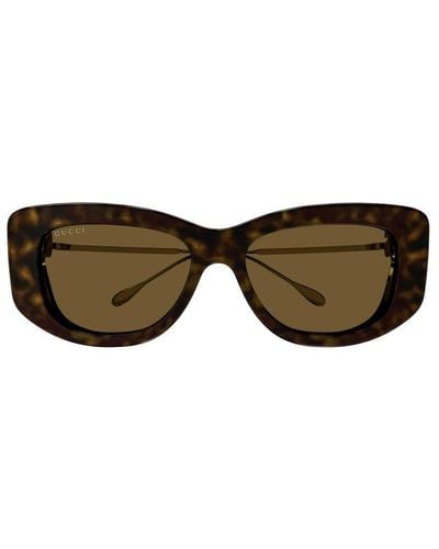 Gucci Specialized Fit Rectangular Frame Sunglasses - Brown
