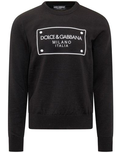 Dolce & Gabbana Logo-intarsia Crewneck Jumper - Black