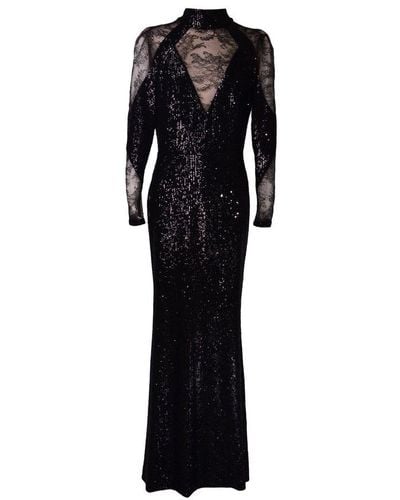 Elie Saab Lace Detailed Long-sleeved Dress - Black