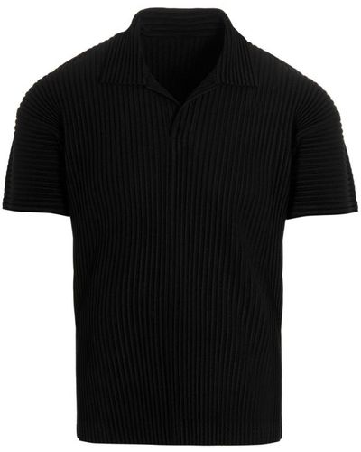 Homme Plissé Issey Miyake Issey Miyake V-neck Pleated Polo Shirt - Black